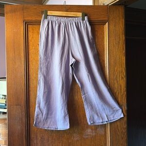 FLAX linen Vibrant lavender wide leg flood Pants